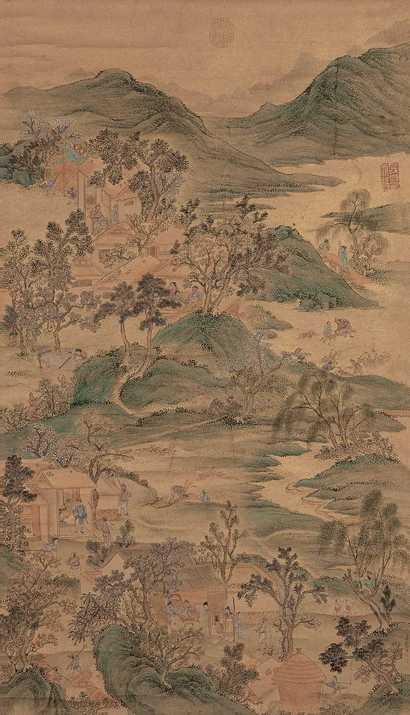 陈枚 耕织图 立轴